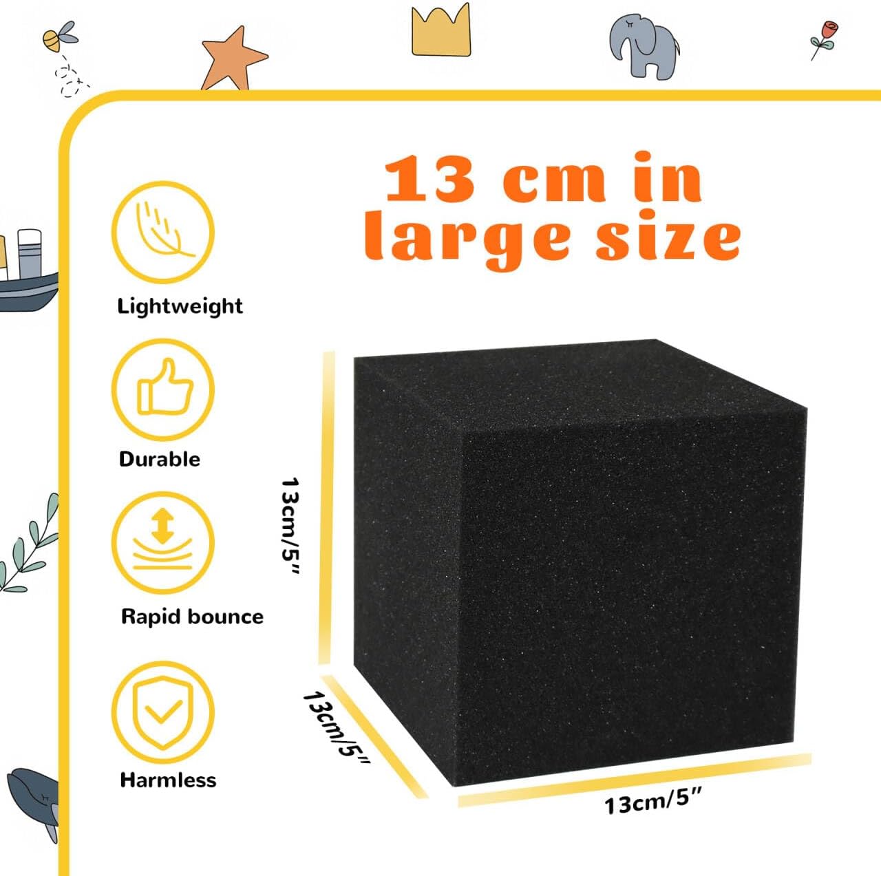 24PCS Foam Cubes 5"x5"x5"- Foam Pit Blocks Set, Soft Stacking Blocks for Indoor Games,Trampolines, Gymnastics, Parkour & Action Sport (6 Colors)