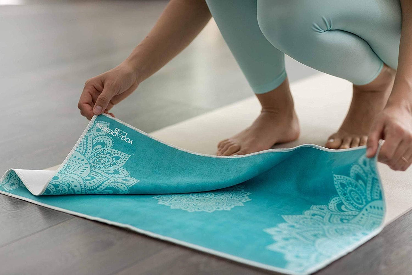 yogadesignlab | The Hand Towel | Premium Non Slip Hand Towel | Designed in Bali | Colorful Eco Printed + Quick Dry + Soft | Hot Yoga, Bikram, Ashtanga, Sport, Barre, Travel (Pearl)