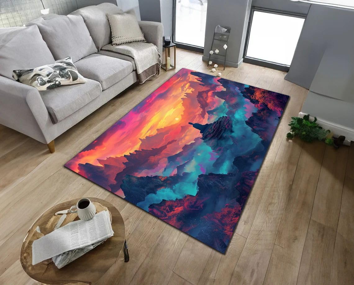 Chakra Round Area Rug, Non-Slip Meditation & Yoga Carpet for Living Room, Meditation Round Area Rugs, Modern Circular Bedroom Rug 57