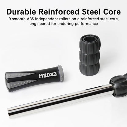 Muscle Roller Massage Roller Stick- Deep Tissue Fascia Blaster for Myofascial Pain Relief, Lymphatic Drainage & Body Sculpting, Handheld Physical Therapy & Recovery Tool (Gray black-18 inch)