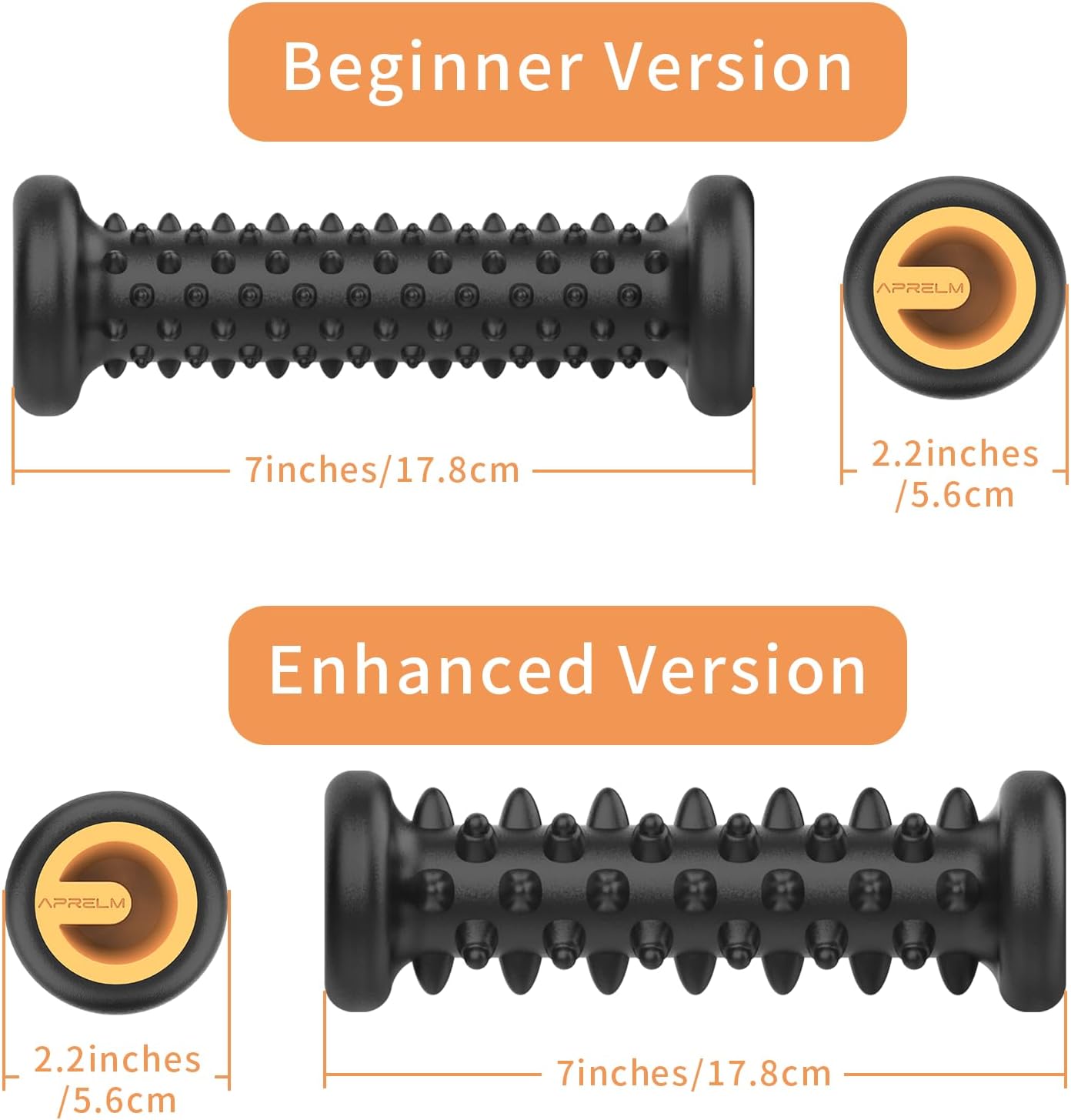 APRELM Foot Massager Roller Set for Plantar Fasciitis Relief, Professional 2-Pack (Beginner & Enhanced), Foot Roller for Home Office, Gifts for Mom Dad Friends