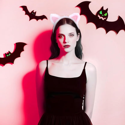 Cat Ears Headband, Plush Fuzzy Hairbands for Cosplay, Makeup, Yoga, and Photo Props for Adults