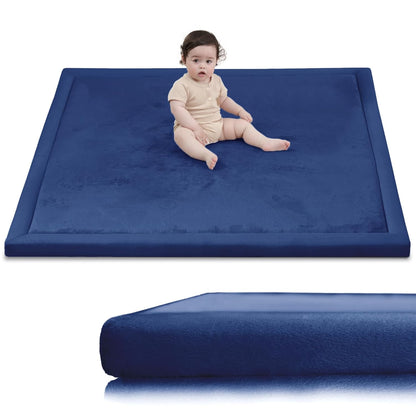 Baby Play Mat for Floor,1.3" Thick Memory Foam Tummy Time Mat,Soft Coral Velvet Nursery Rug,Large Non Slip for Crawling,Toddlers,Infants,Kids,Yoga & Tatami Style for Living Room(Dark Gray)