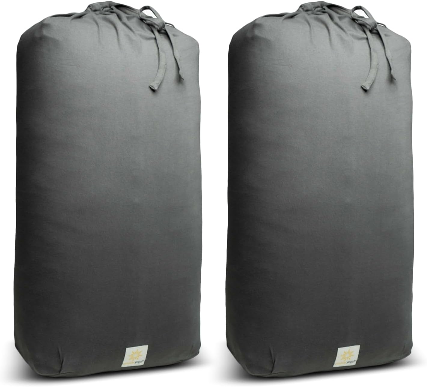 Extra Firm Large Yoga Bolster, 24" x 12" x 6" Cinched OR Zippered Yoga Pillow, Rectangular Cotton Cushion With Removable Cover for Studios, 1 Pack or 2 Pack