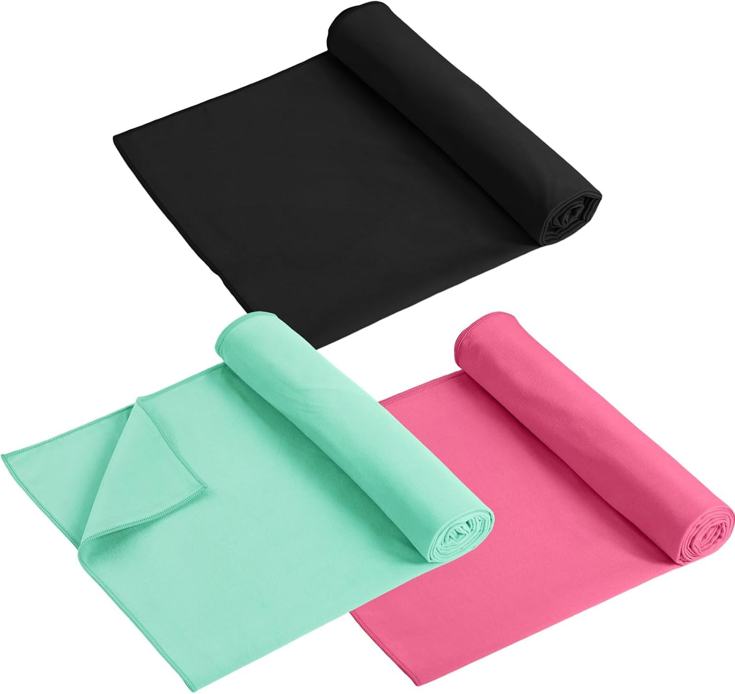 Breling 3 Pack 26"x73" Hot Yoga Mat Towel Pack Non-Slip Yoga Mat Gym Sweat Absorbent Microfiber Towel for Pilates Workout Women Men