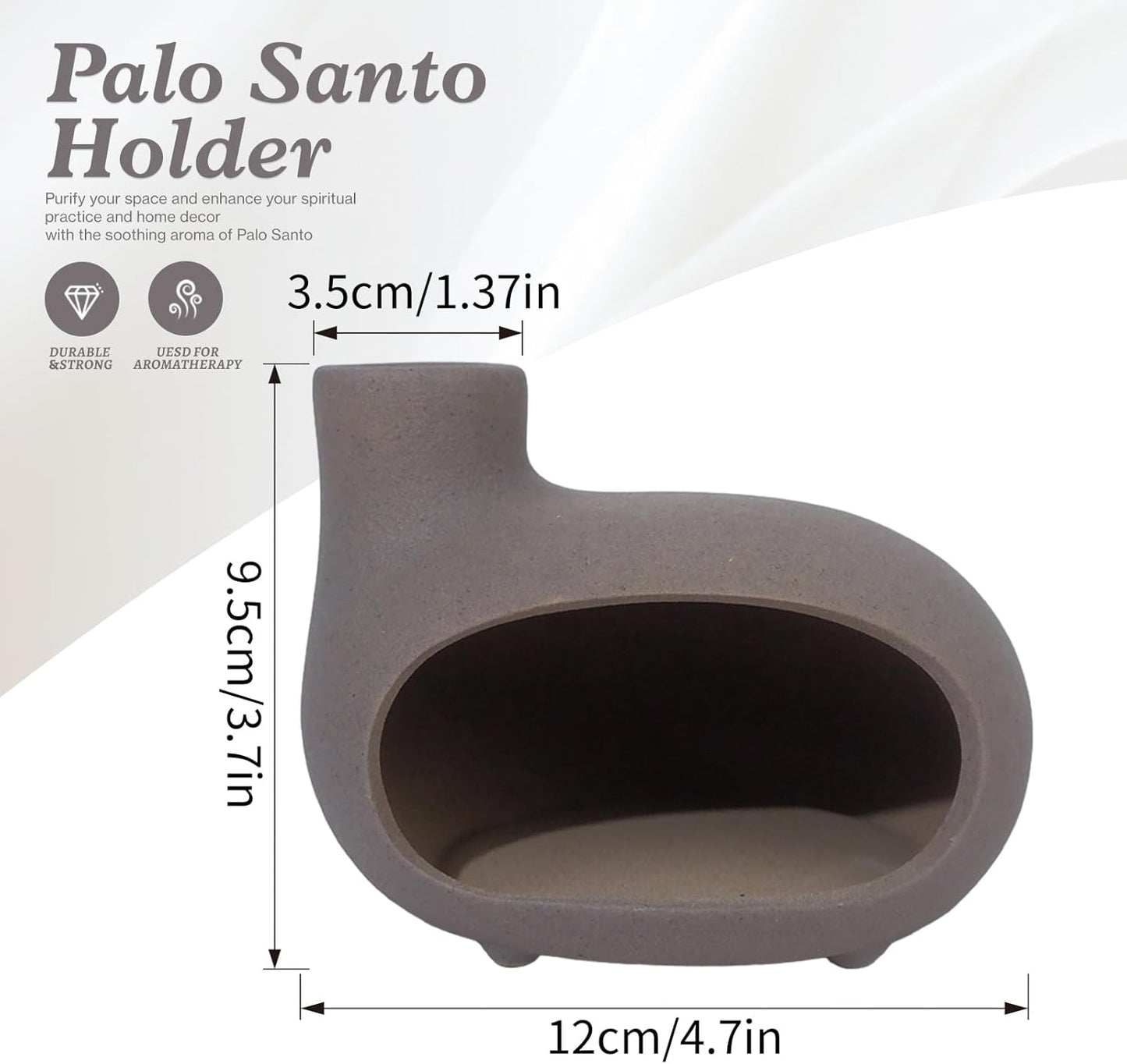 MOUGIGI Terracotta Palo Santo Holder - Modern Chiminea Incense Burner for Yoga, Meditation, and Energy Cleansing - Wood Sticks Dish, Sage Ash Catcher, Smudge Bowl, Cone Burner - Unique Meditation Gift