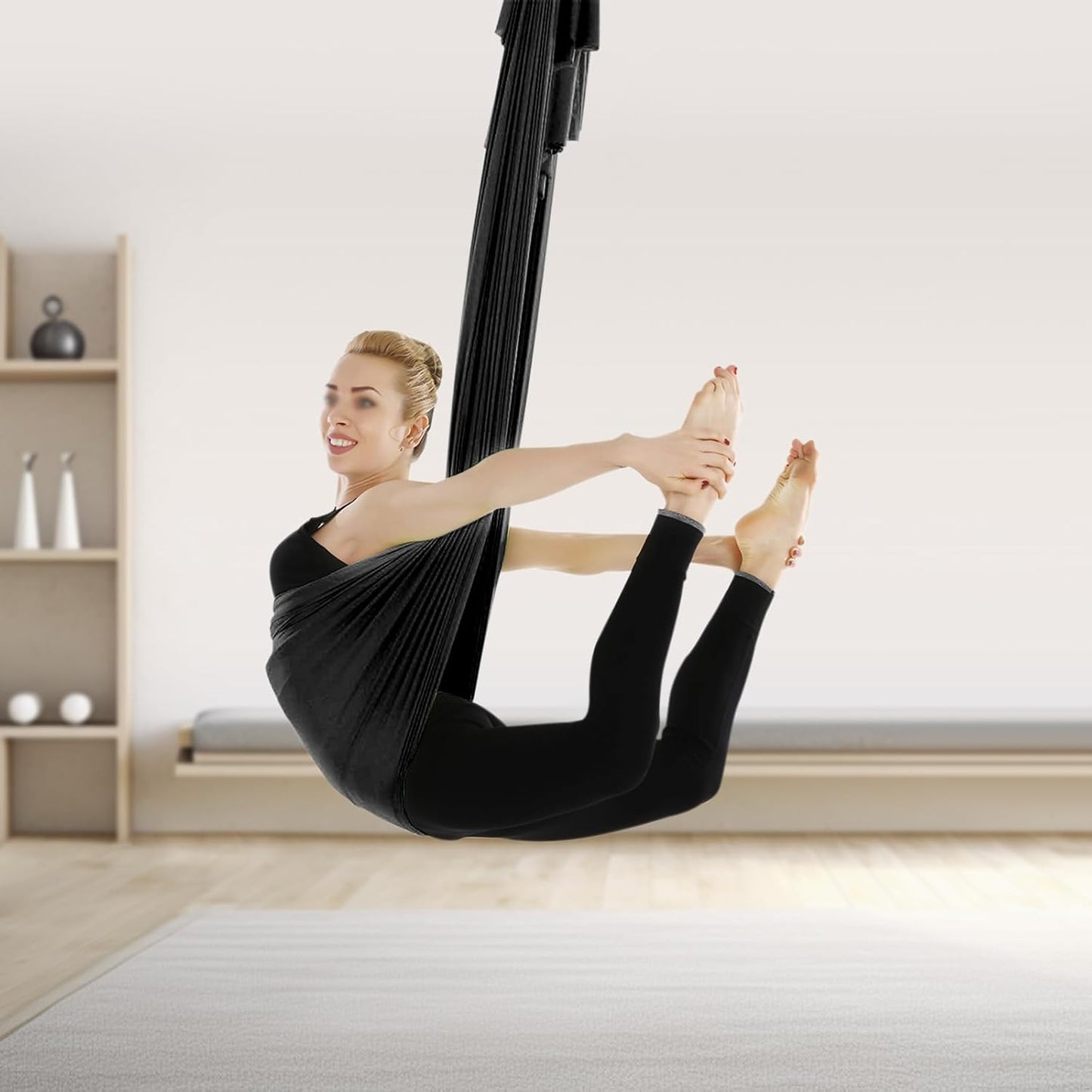 LOYALHEARTDY Aerial Silks Starter Kit, 11 Yards Equipment Set for Aerial Yoga, Durable Aerial Yoga Hammock Aerial Swing for Aerial Acrobatic, Aerial Dance & All Levels (L:10m W:2.6m)