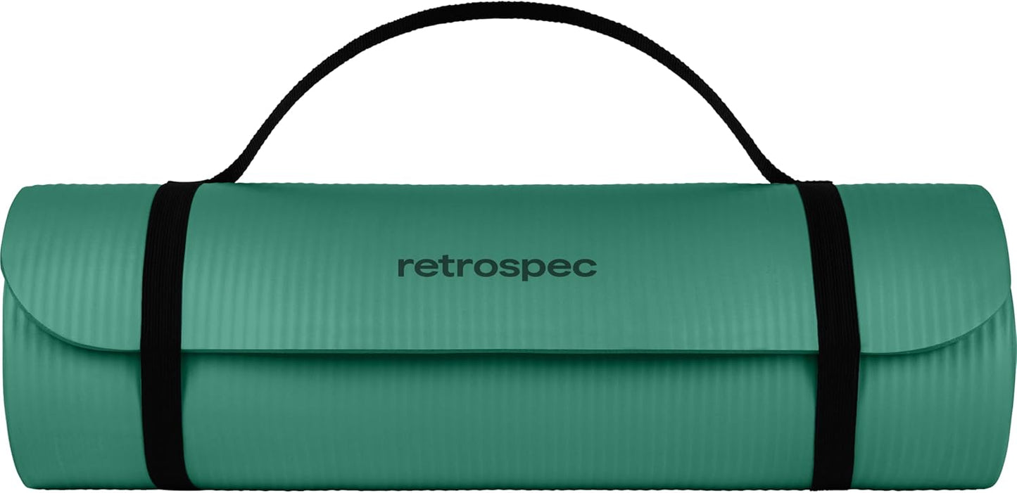Retrospec Solana Yoga Mat 1" Thick w/Nylon Strap for Men & Women - Non Slip Exercise Mat for Home Yoga, Pilates, Stretching, Floor & Fitness Workouts