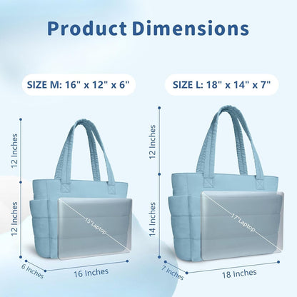 TOPDesign Puffer Tote Bag for Women, Lightweight Puffy Handbag with Compartments, Quilted Shoulder Bag for Work, Travel, Gym - Colors B
