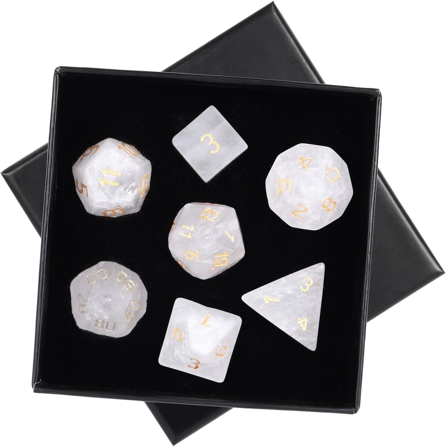 mookaitedecor 7 PCS Blue Howlite Turquoise Crystal Polyhedral DND Dice Set, Polished Tumbled Stones Dices for RPG MTG Table Games Home Decoration