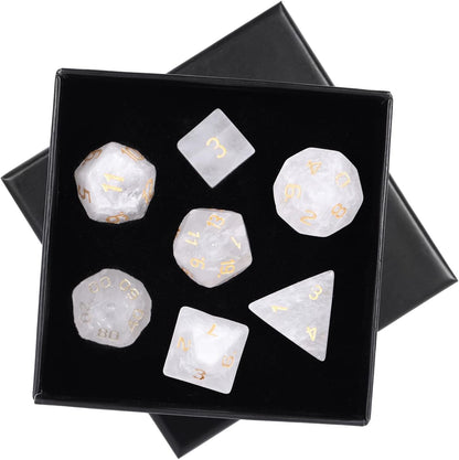 mookaitedecor 7 PCS Blue Howlite Turquoise Crystal Polyhedral DND Dice Set, Polished Tumbled Stones Dices for RPG MTG Table Games Home Decoration