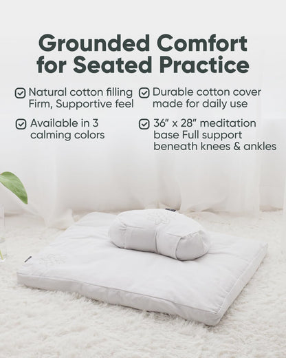 Mindful & Modern Zabuton Meditation Mat - Cotton Filled Yoga and Meditation Pad - Zabuton Meditation Cushion for Kneeling and Sitting Support - Large Rectangular Sitting Floor Pillow for Bench or Zafu