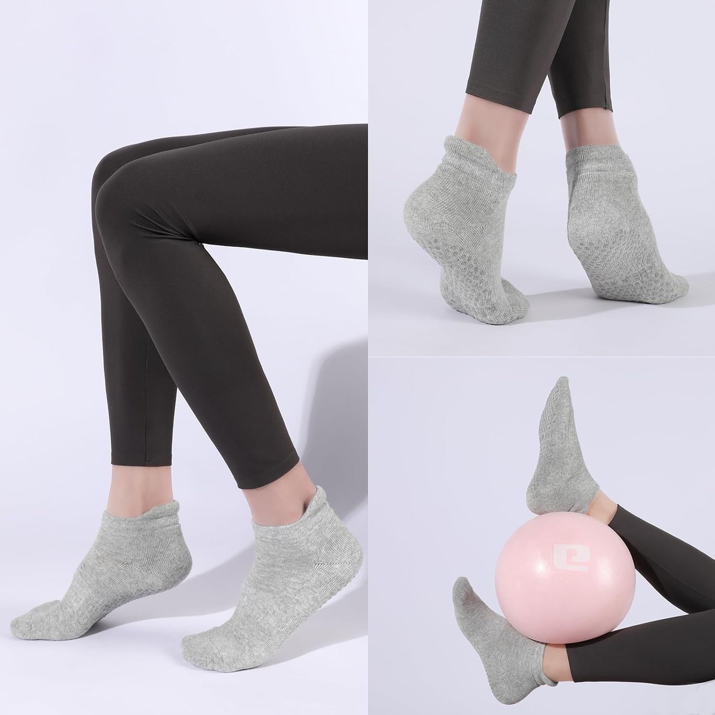 loudashuaiqi Grip Pilates Socks Non Slip Athletic Yoga Socks with Grips for Women Grippy socks for Hospital Workout Barre