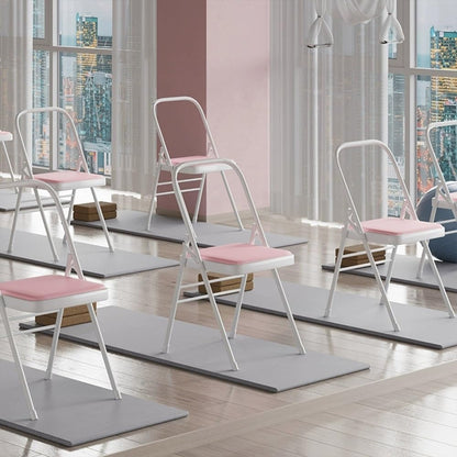 Folding Yoga Auxiliary Chair Portable Foldable Yoga Chair Backless Yoga Chair for Flexibility and Strength Training, White, Brown(White)