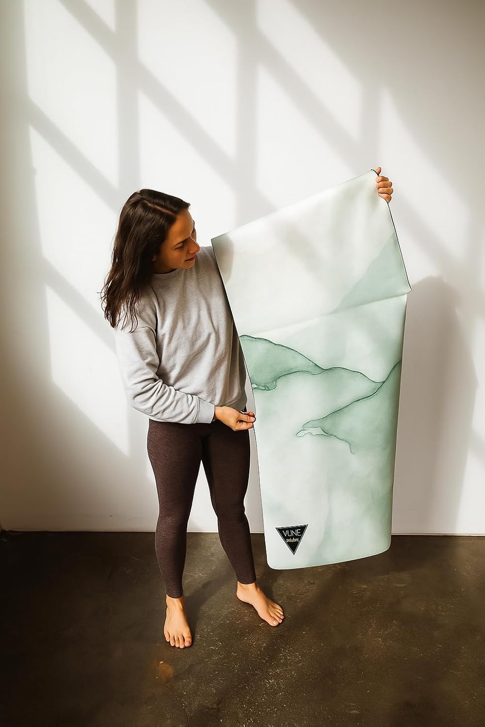 Yune Yoga Greenland Foldable Travel Yoga Mat, Deep Ocean Green, PVC-Free Natural Rubber, 24 x 72 Inch, 2mm Thick, Under 1 lb