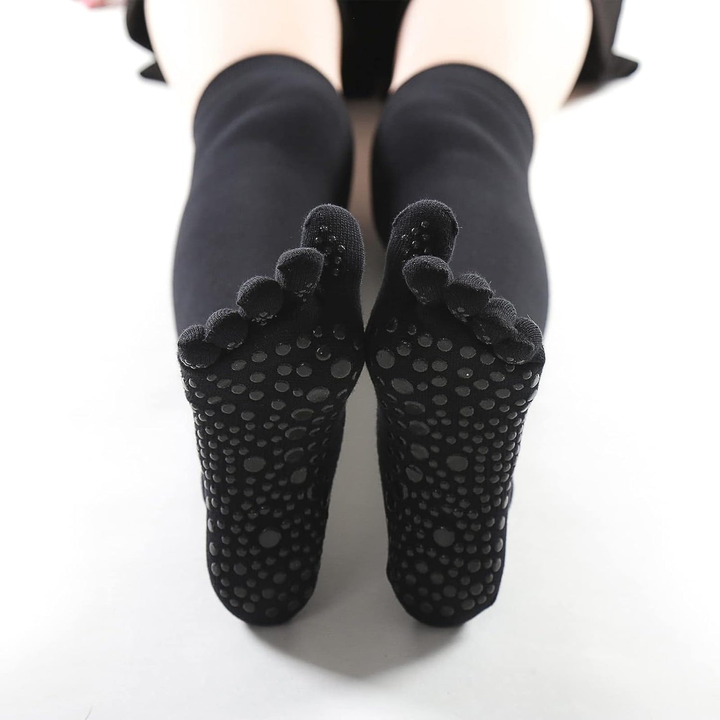 Verdancy Yoga Pilates Toe Socks - Toeless With Grips for Women, Non-Slip Cushioned Over Knee Thigh High