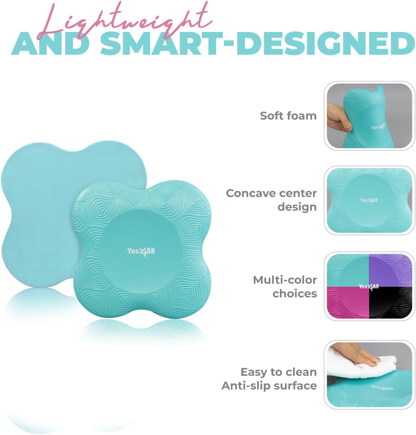 Yes4All Yoga Knee Pads Pair, Thick Yoga Kneeling Pad for Pilates Exercise, Cushion Gear for Knees & Elbow with 13/16" Thickness