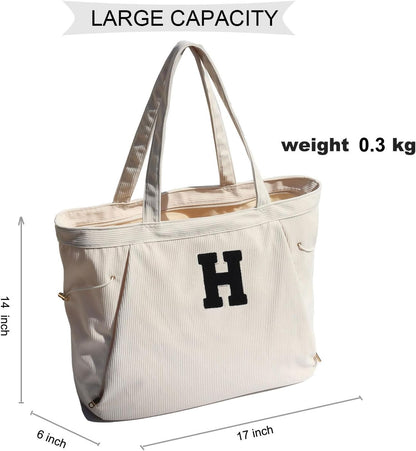 ESVAN Corduroy Yoga Tote Bag Gifts for Women Drawstring Yoga Mat Bag for Office Workout Travel Carryall Pilates Gym