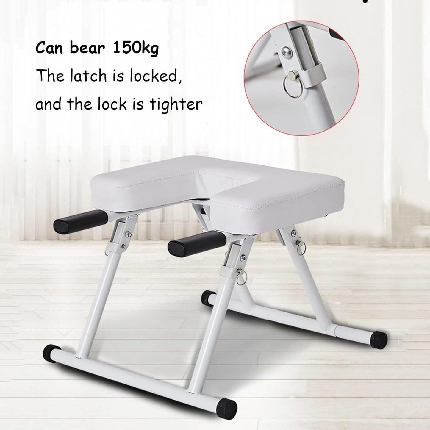 Yoga Headstand Bench, Foldable Inversion Chair with Armrests, for Home Gym and Yoga Studio,Black/White, 49×51×36 cm,49 * 51 * 36cm-Black