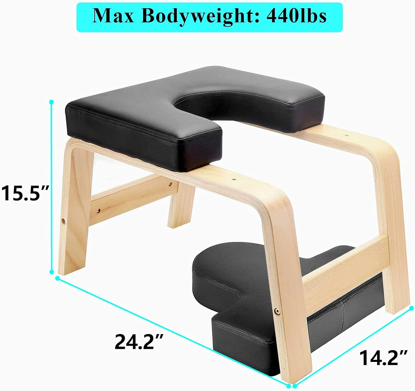 C-CHAIN Balanced Yoga Headstand Bench - Ideal for Workout, Fitness and Gym, for Both Beginner and Experience Yogis - Wood and PU Pads - Relieve Fatigue and Build Up Body
