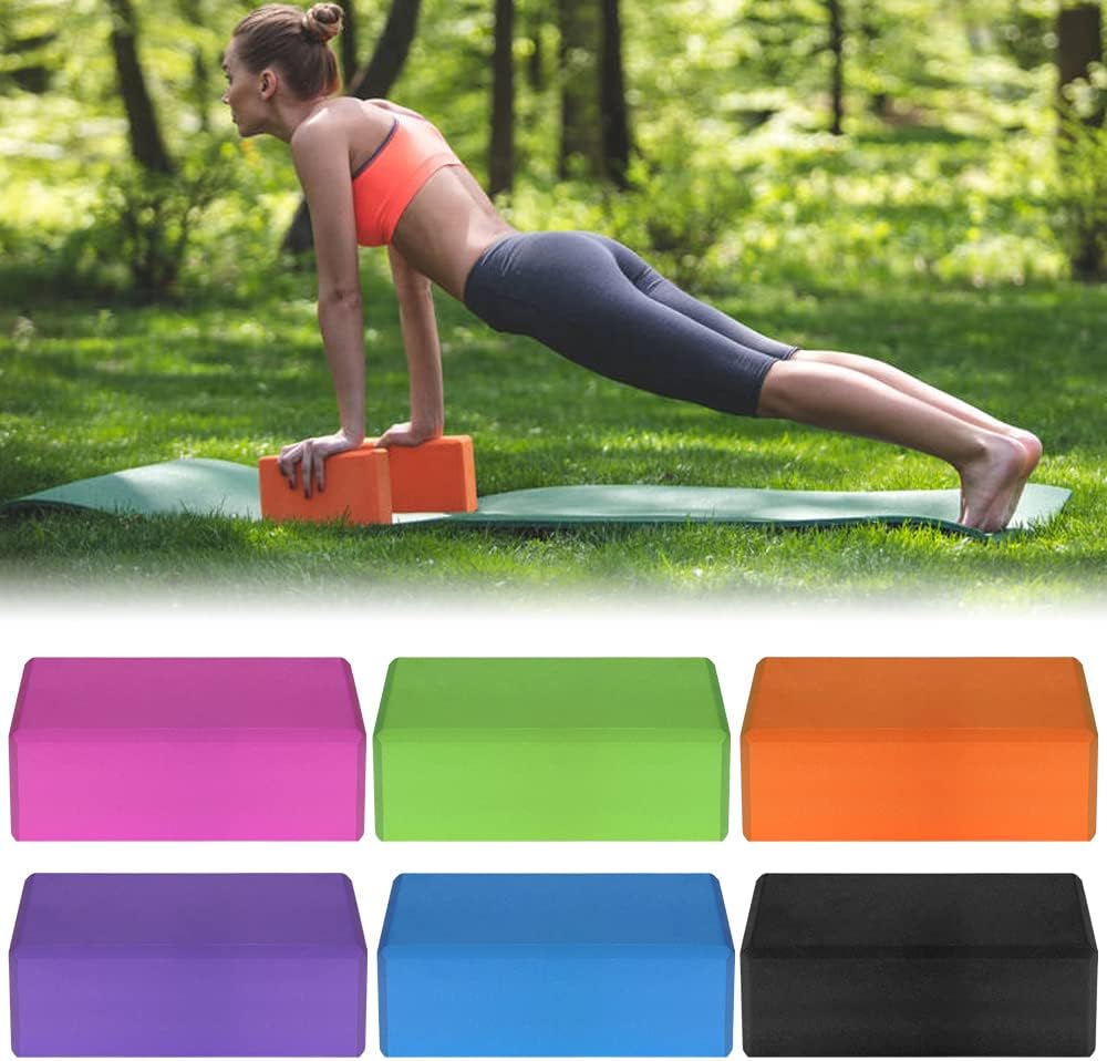 2 Piece Eva Yoga Block 1 Piece Cotton Yoga Strap Stable Block Yoga Strap Set for Yoga Pilates Meditation