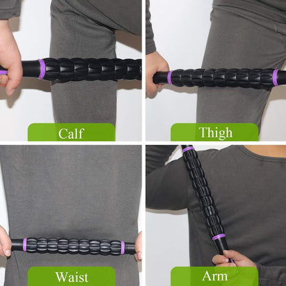 Muscle Roller Massage Roller Stick- Deep Tissue Fascia Blaster for Myofascial Pain Relief, Lymphatic Drainage & Body Sculpting, Handheld Physical Therapy & Recovery Tool (Gray black-18 inch)