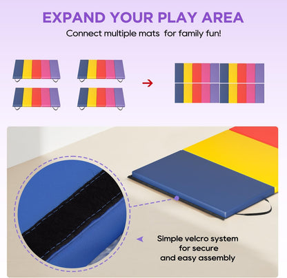 Gymnastics Mats Foldable Tumbling Mats Portable Gymnastics Exercise Mat Thick Gymnastics Tumbling Mats Pad Home Exercise Panel Mat With Carrying Handles