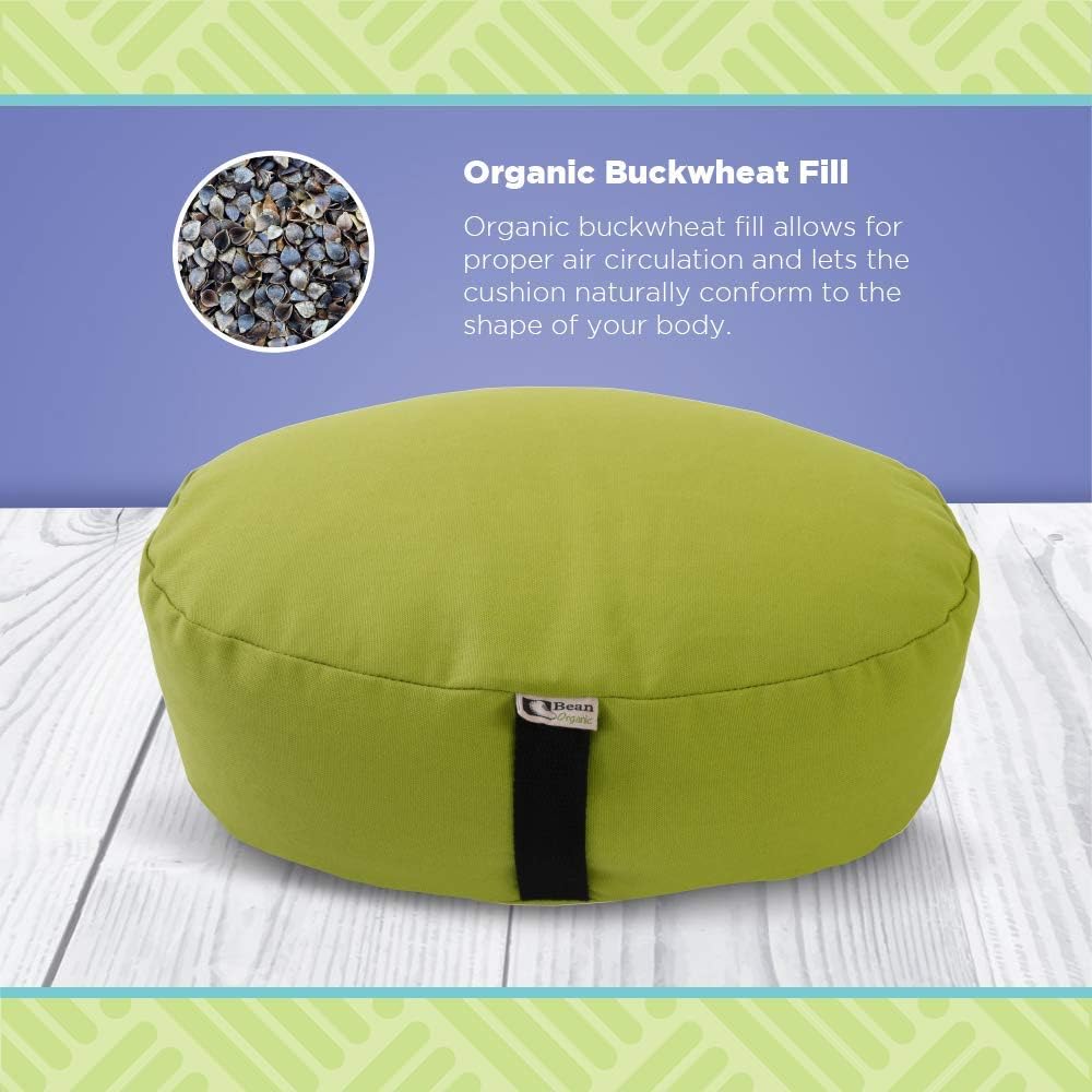 Bean Products Hemp Zafu Meditation Cushion for Sitting on Floor, Hemp Yoga Pillow, Zafu Meditation Pillow, Zen Seiza Kneeling Prayer Pad Support - Made in USA - Round Natural