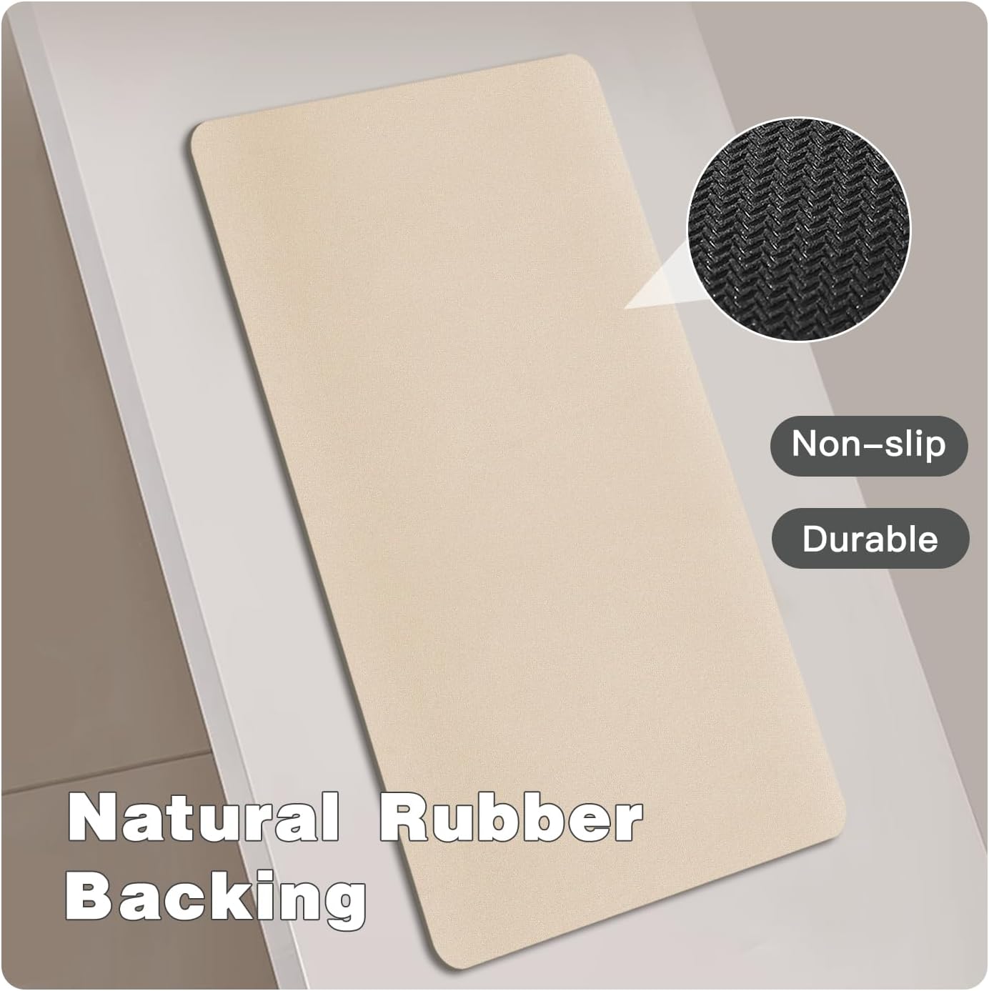 TYUU Bath Mat, Bathroom Rugs Non Slip Washable Thin Absorbent Quick Dry Bath Mat Fits Under Door Bathroom Floor Mat Perfect for Bath, Shower, or Sink 24"x36" Dark Grey