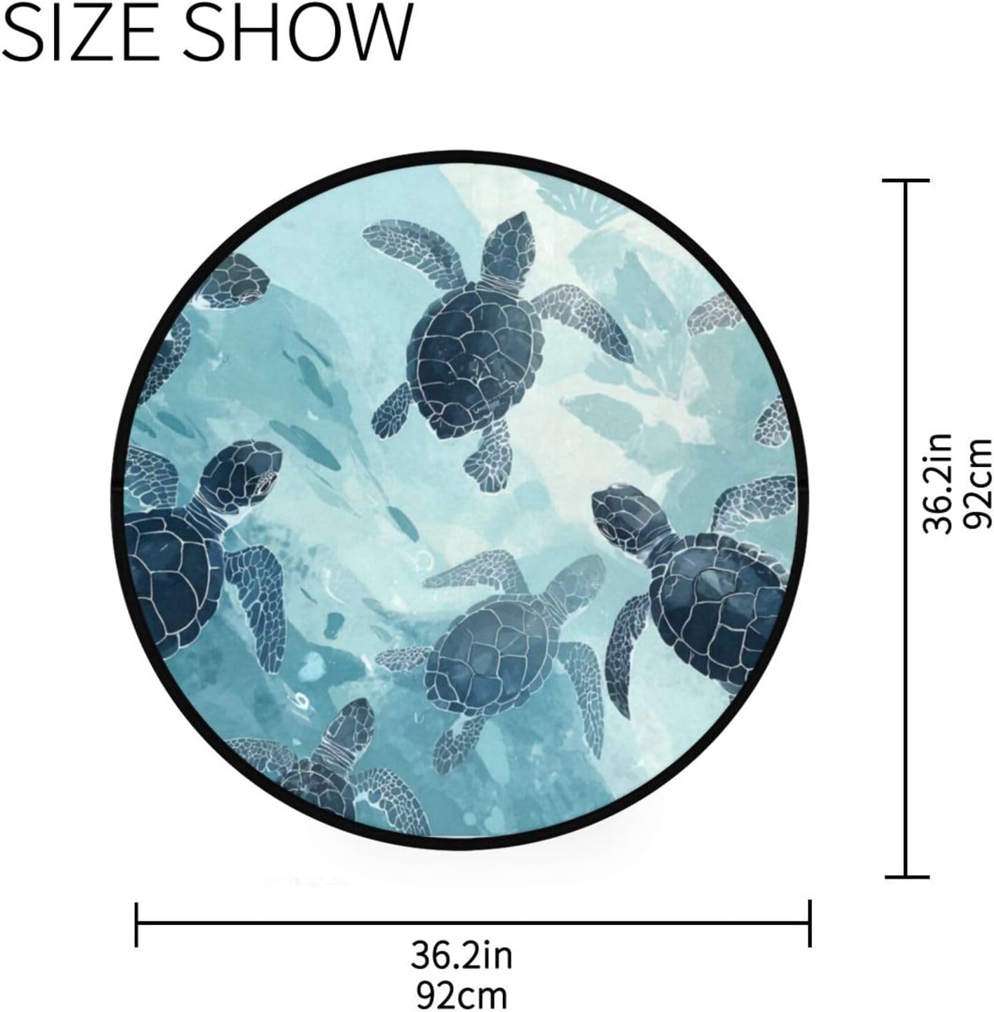 Vdsrup Ocean Sea Horse Doormat Nautical Seahorse Starfish Round Floor Mat Non Slip Carpet Yoga Mat Rug for Entryway Living Room Bedroom Home Decor 3'