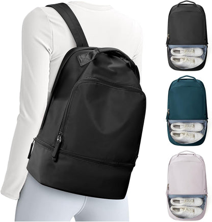 Gym Backpack for Women Men,Cheer bag,Lightweight Gym Bag with Shoe Compartment, Waterproof Sports Backpack with Wet Pocket, Black