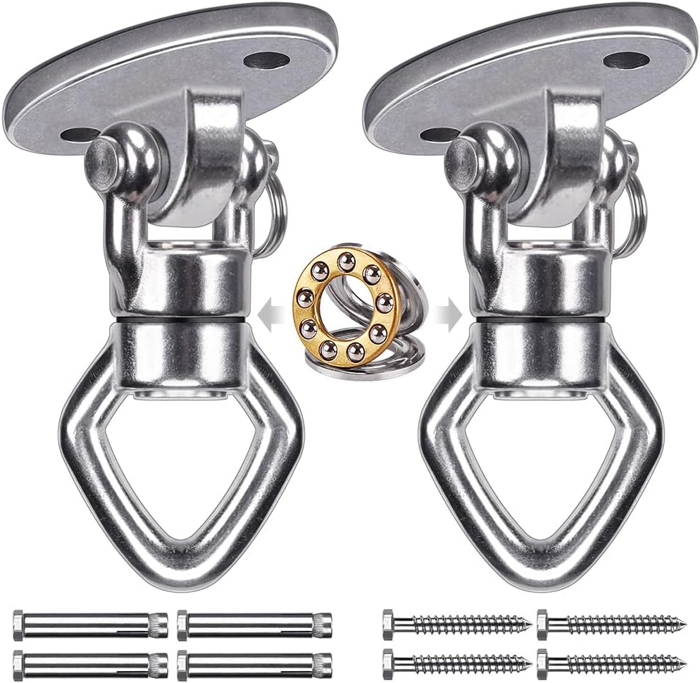 BeneLabel Swing Hanger with Bearing Swivel 800LB Capacity Stainless Steel Ceiling Mount Bracket Hanging Kit for Aerial Silks, Swings, Hammocks, Hanging Chair, Aerial Hoop, Heavy Bag, Yoga Swing