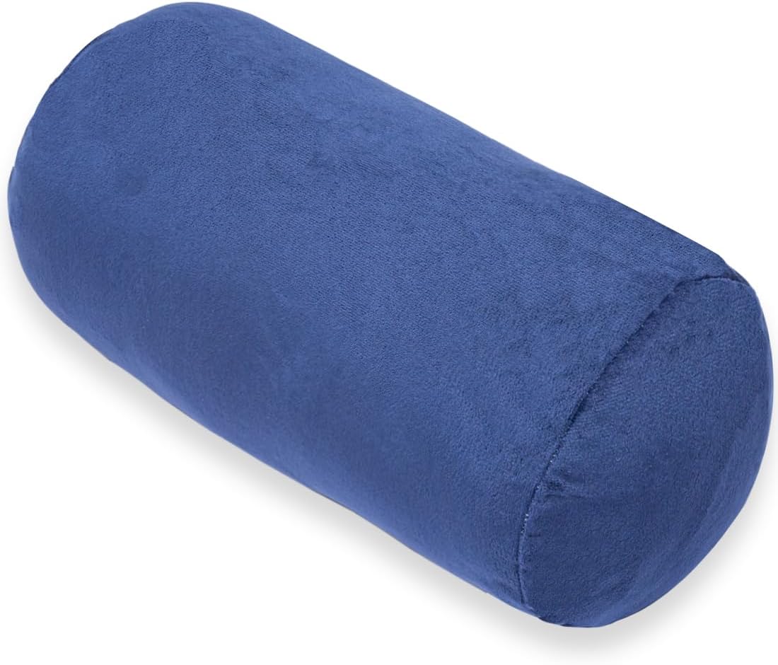 1 MIDDLE ONE Round Cylinder Bolster Pillow with Removable Velvet Cover, Tube Roll Cervical Pillow for Head, Neck, Back and Legs Support, 13" x 6", Grey