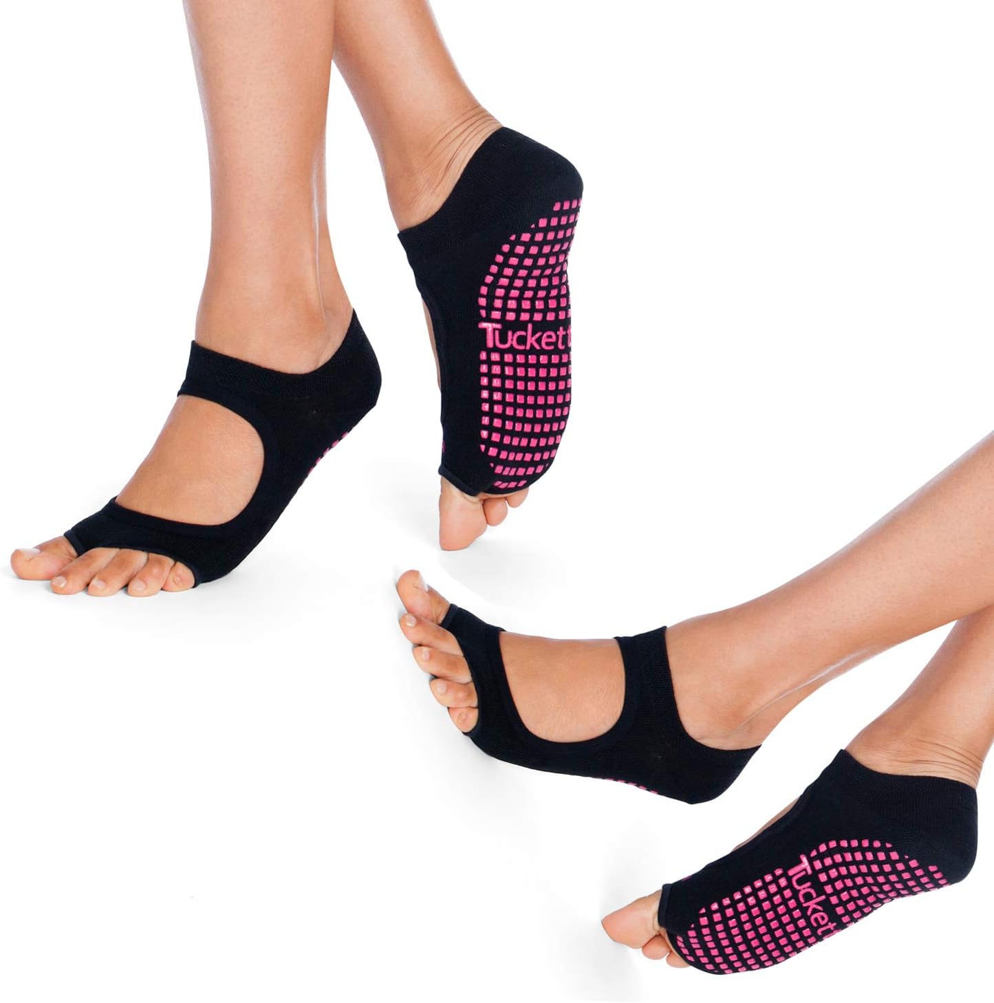 Tucketts Allegro Toeless Pilates Socks with Grips for Women, Non-Slip Open-Toe Grip Socks, Yoga, Barre, Dance, Reformer, Home