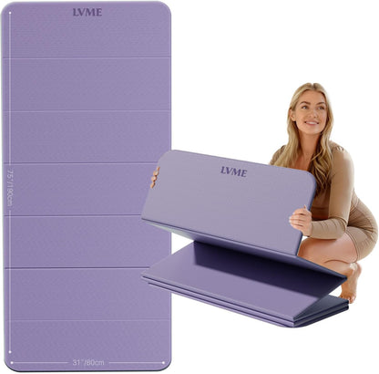 Large Yoga Mat 75"x31", Foldable Yoga Mat & Travel Yoga Mat, Extra Wide 0.24" Thin Non-Slip Mat for Yoga, Pilates, Stretching & Home Workouts –Easy Carry & Store