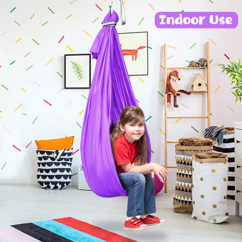 Aokitec Therapy Swing for Kids with Special Needs (Hardware Included) Snuggle Swing Cuddle Hammock Indoor Adjustable Aerial Yoga for Children with Autism, ADHD, Asperger, Sensory Integration