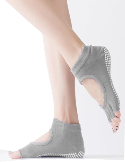 1/2 Pairs Pilates Socks with Grips for Women Non Slip Yoga Barre Grippy Gripper Socks Woman Toe Socks Size 5.5-8.5