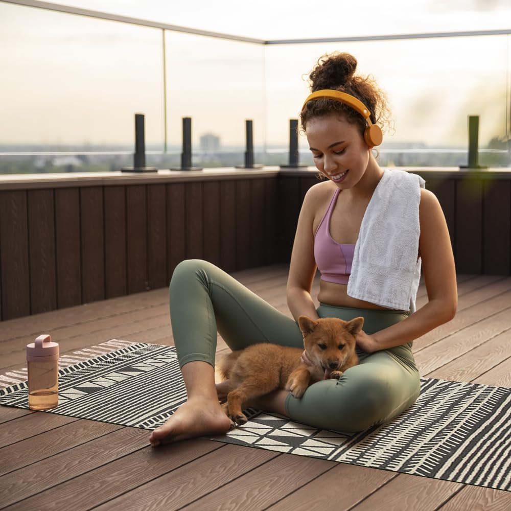 nuveti Cotton Yoga Mat - Absorbent, Grippy Tight Weave, Ashtanga & Hot Yoga Rug, Helps with Slippery Hands & Feet