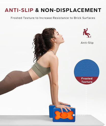 HAPBEAR Yoga Blocks 2 Pack - 9x6x3in High-Density EVA Foam with Non-Slip Textured Surface, Supportive for Deep Stretching & Lightweight - Ideal for Yoga, Pilates, Stretching Exercises