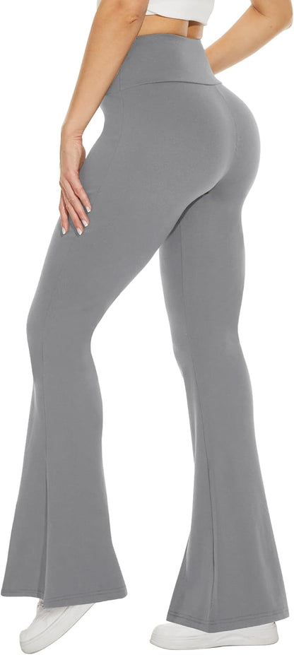 TNNZEET Black Flare Leggings for Women, Crossover Yoga Pants with Pockets Bootcut Flared Leggings