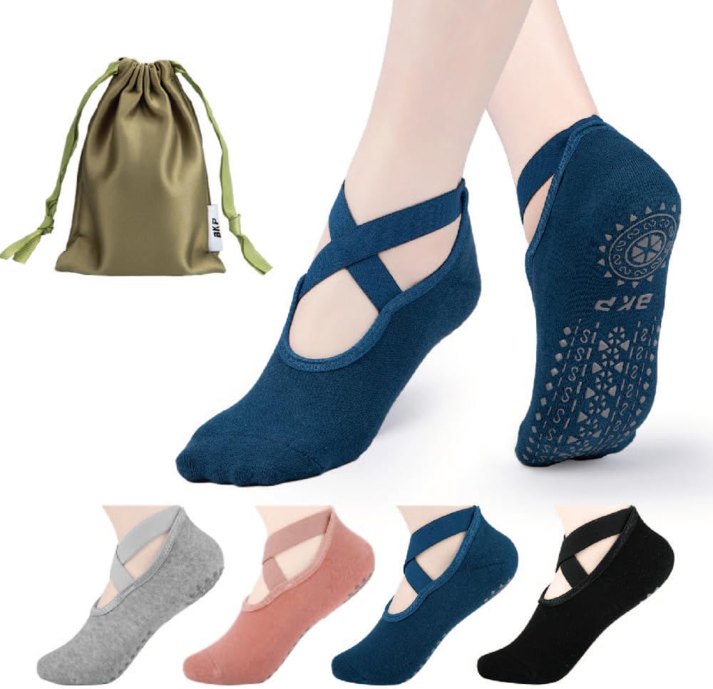 BKP Yoga Socks for Women,Pilates Socks Non Slip Grip Socks Suitable for Ballet,Plasticity,Dance,Home,Training