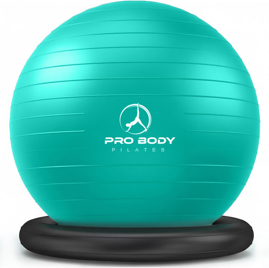 ProBody Pilates Yoga Ball Chair, Exercise Ball Chair with Base or Stand for Home Office Desk Sitting or Workout, Balance Ball & Stability Ball Seat for Back, abs