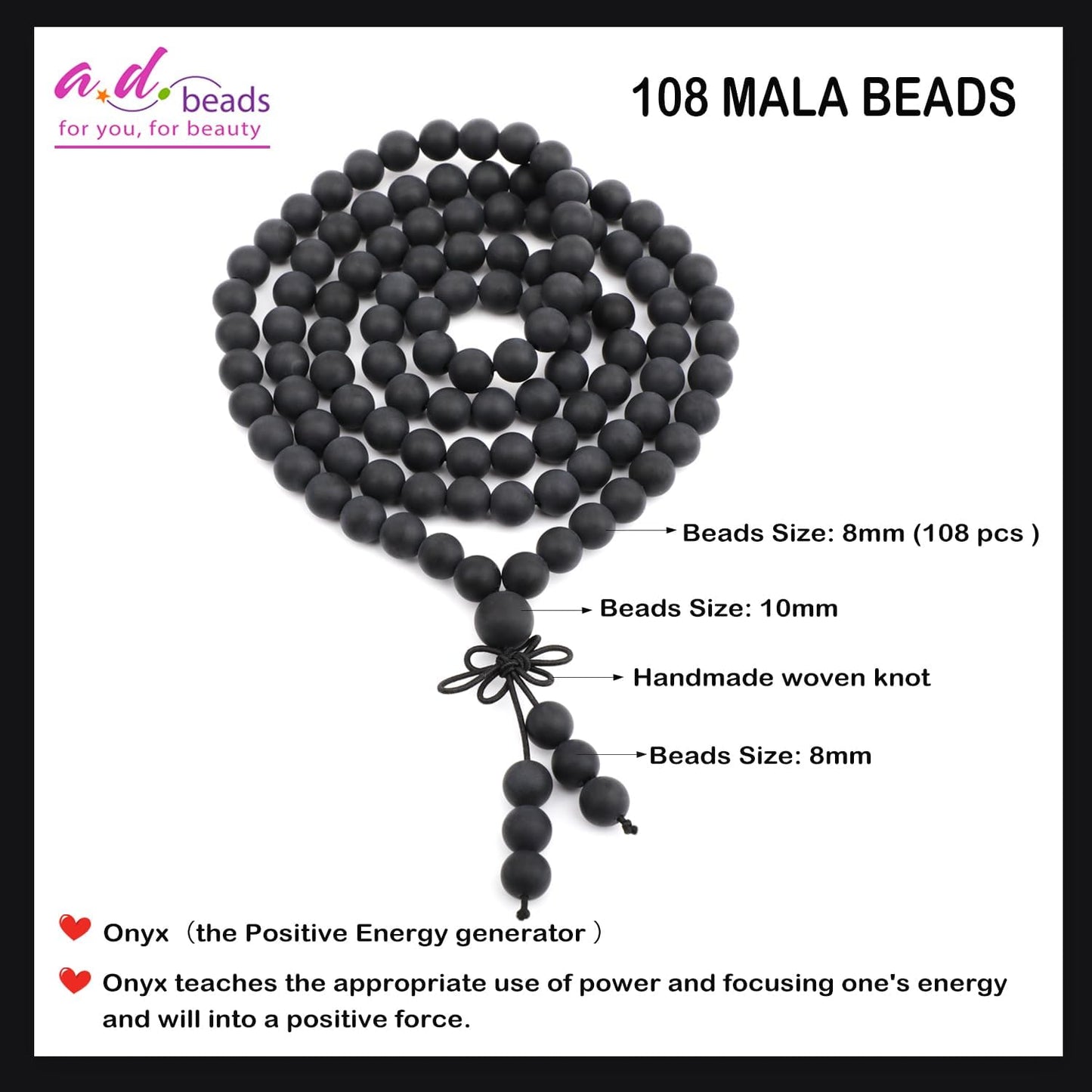 AD Beads 6mm 8mm 108 Prayer Mala Jasper Elastic Bracelet - Handmade Yoga Meditation Healing Power Energy Gifts for Unisex Adult.