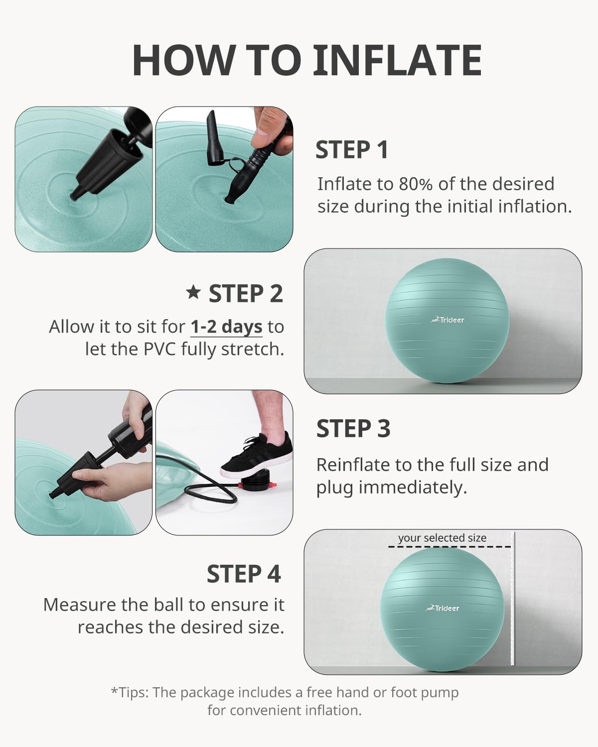 Trideer Exercise Ball Yoga Ball,Office Seating & Balance Ball Chair, Stability Ball for Pilates, Physical Therapy,Core Training & Balance Improvement & Stretching