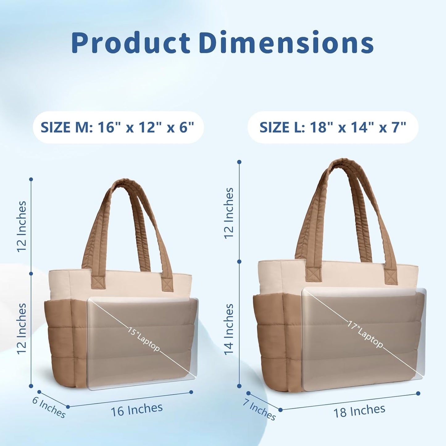 TOPDesign Puffer Tote Bag for Women, Lightweight Puffy Handbag with Compartments, Quilted Shoulder Bag for Work, Travel, Gym - Colors A