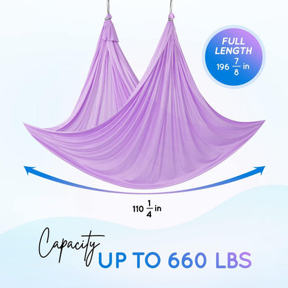 Yes4All Aerial Yoga Hammock 5.5 Yards, 198 Inches Height Aerial Silks, Yoga Trapeze Increasing Strength, Flexibility and Balance