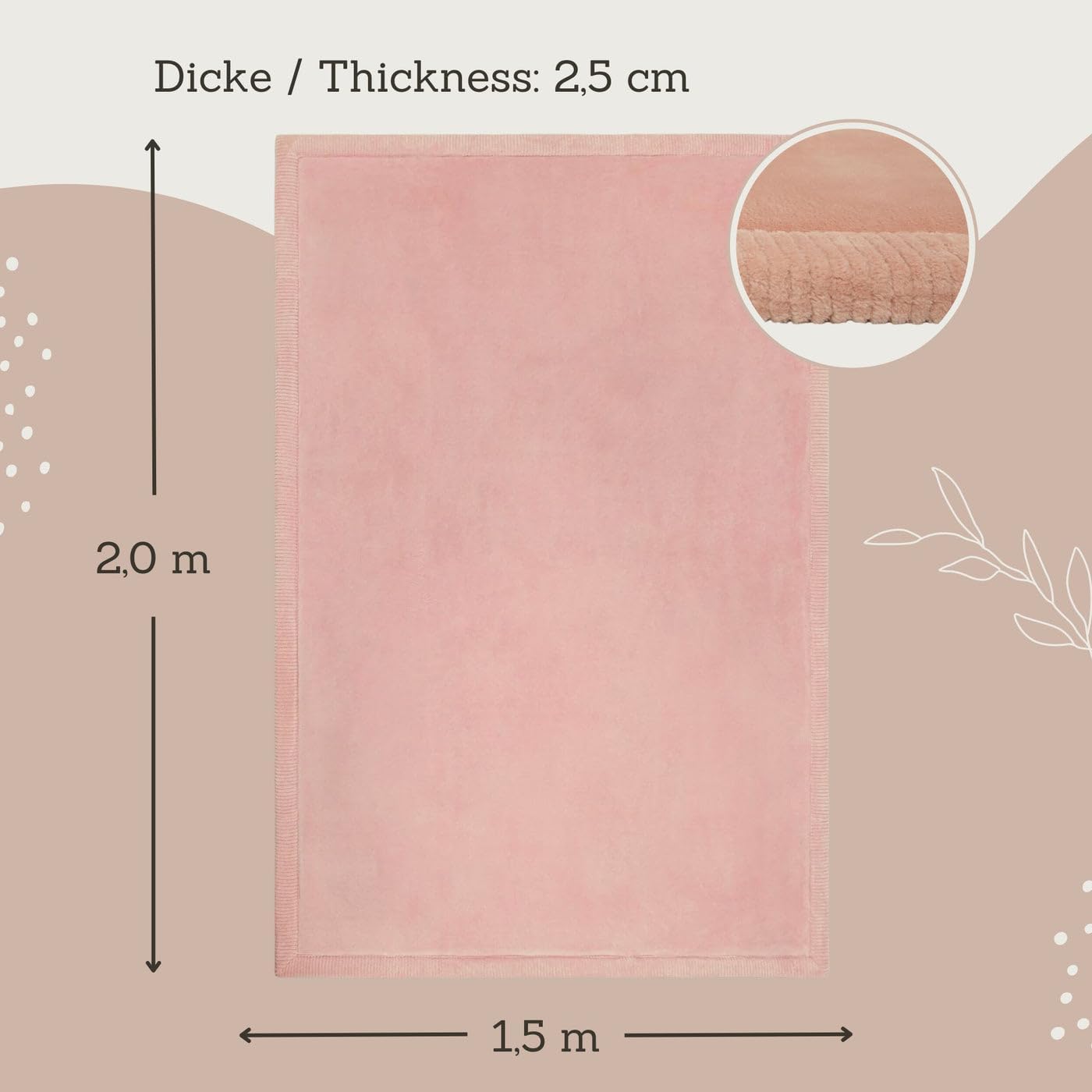 Hakuna Matte CloudSoft Mat for Floor 60" x 80" Beige – Coral Velvet Memory Foam Rug – Non-Slip, Water-Resistant