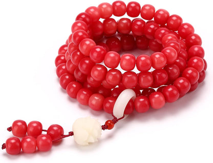 Mala Bead Strand Bracelet, 108 Buddhist Prayer Beads Yoga Meditation Green Malachite Beads Necklace Women man