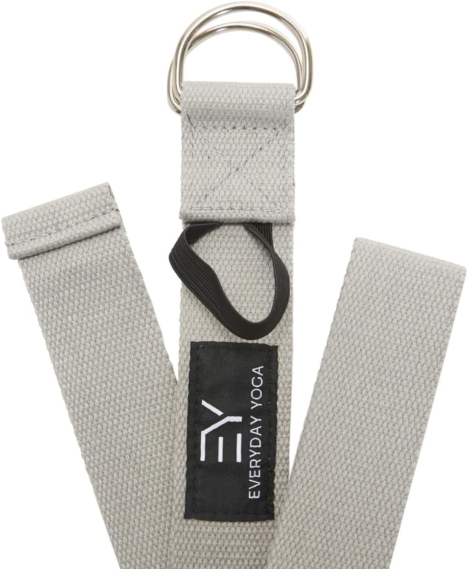 Everyday Yoga Strap with Metal D-Ring - Durable Stretching Strap for Yoga, Pilates, Flexibility & Physical Therapy (6ft, 8ft, 10ft)