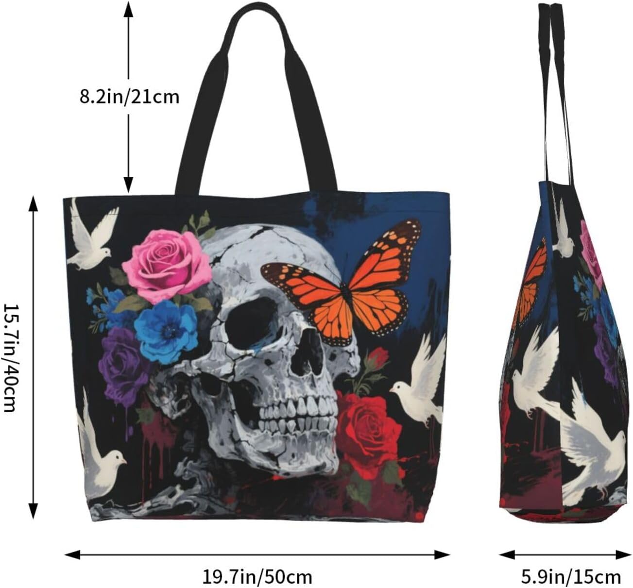 Tote Shoulder Bag Large Durable Reusable Eco-friendly Handbag Lightweight Stylish for Daily Use-19.7x15.7x5.9 Inch - Colors A